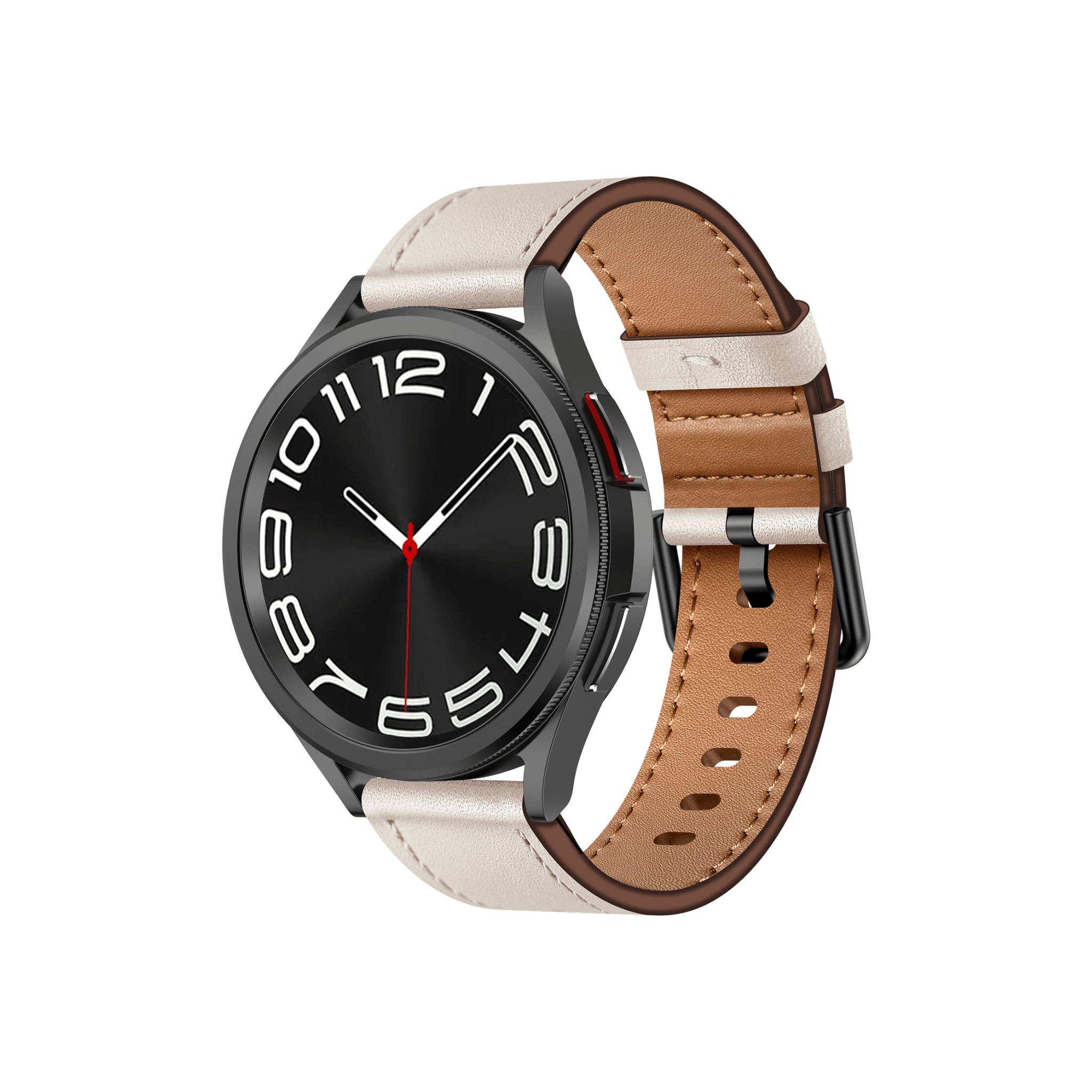 Veridian Lederarmband in Elfenbein – zweifarbiges Echtlederarmband mit Dornschließe, passend für Garmin, Samsung und Amazfit Smartwatches (20 mm)